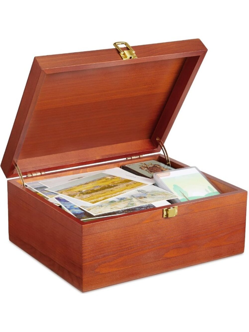 Large Wooden Keepsake Box with Hinged Lid - Memory Treasure Storage for Crafts